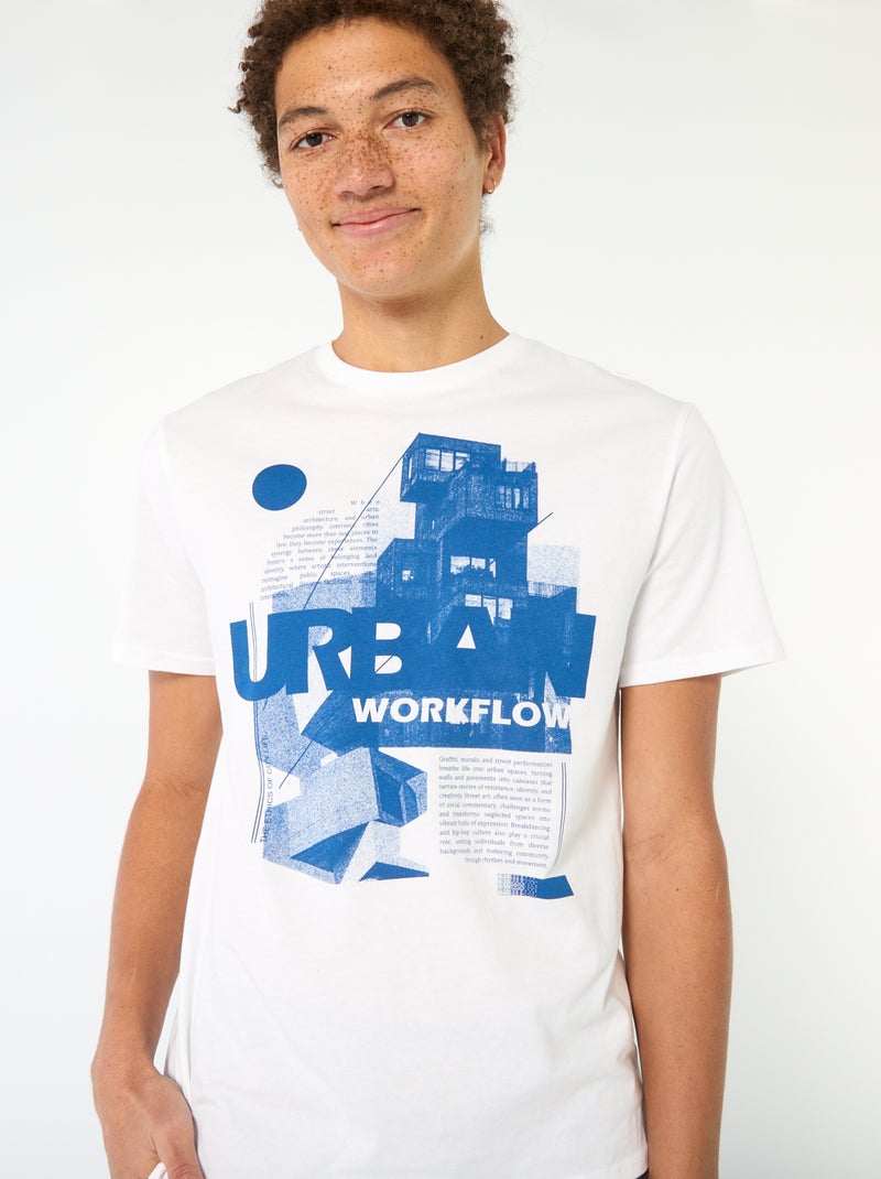 Printed Short-Sleeve T-Shirt White - Kiabi
