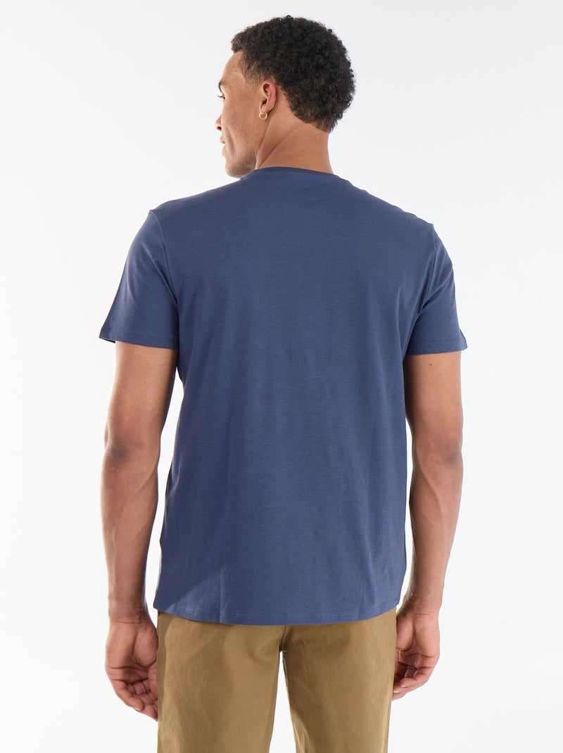 Printed Short-Sleeve T-Shirt with Front and Back Design Blue - Kiabi
