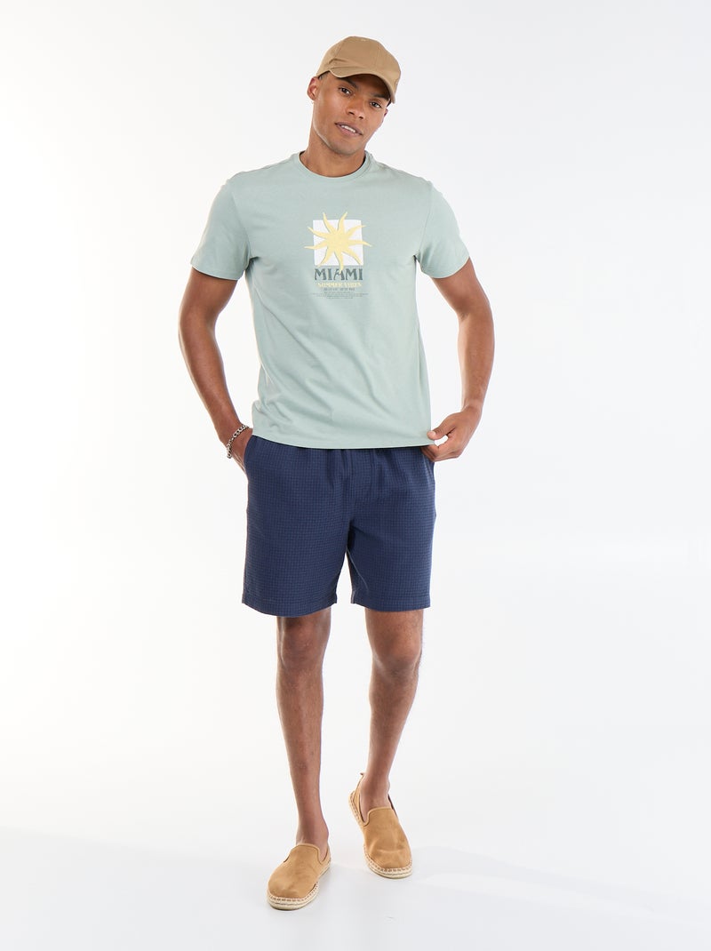Printed Short-Sleeve T-Shirt with Front and Back Design Green - Kiabi