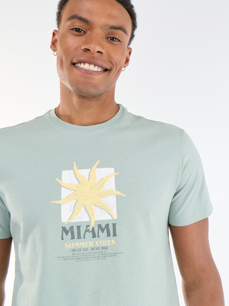 Printed Short-Sleeve T-Shirt with Front and Back Design Green - Kiabi