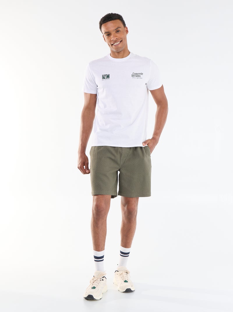 Printed Short-Sleeve T-Shirt with Front and Back Design White - Kiabi