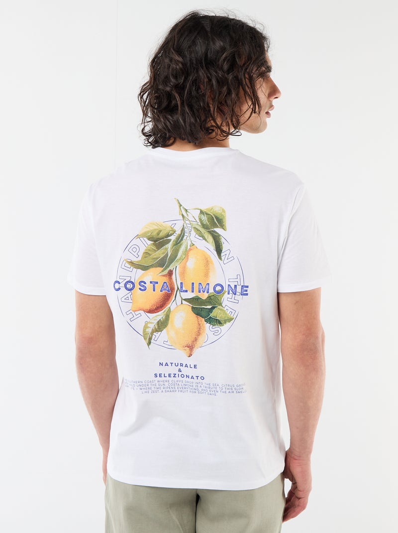 Printed Short-Sleeve T-Shirt with Front and Back Design White - Kiabi
