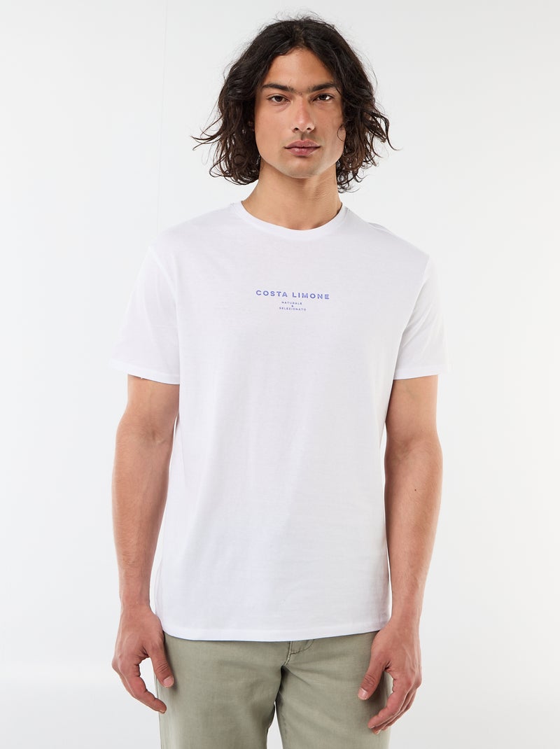 Printed Short-Sleeve T-Shirt with Front and Back Design White - Kiabi