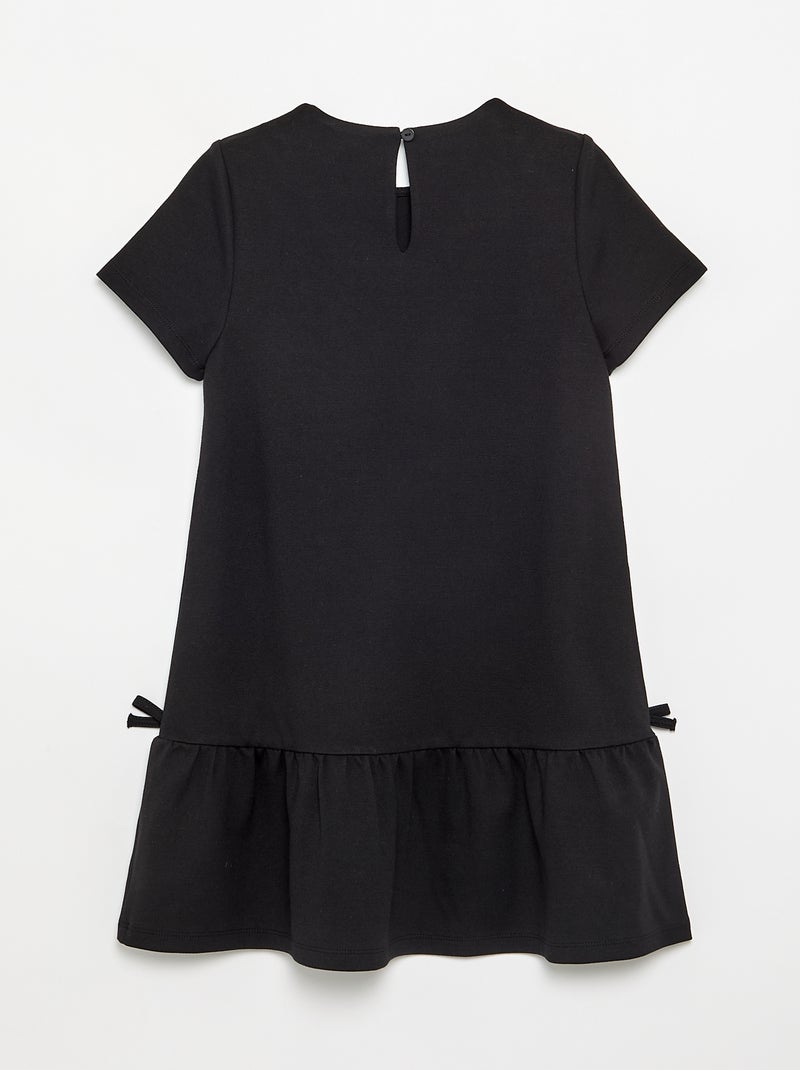 Printed Short-Sleeved Dress Black - Kiabi