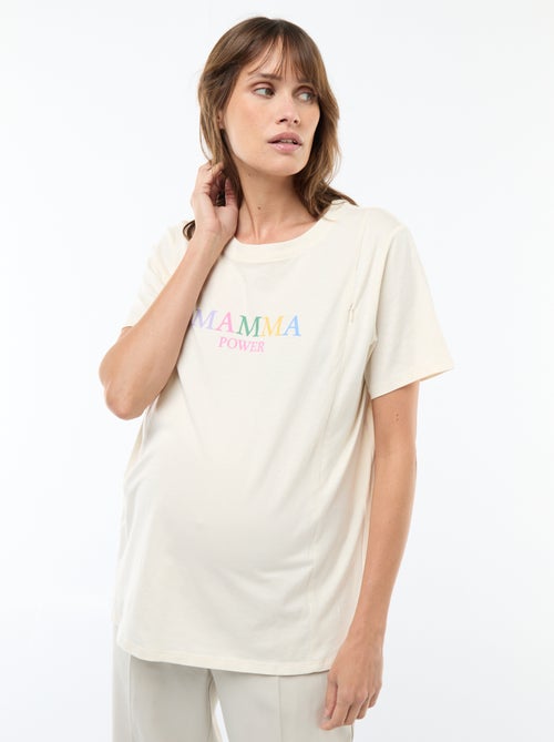Printed Short-Sleeved Nursing T-Shirt - Kiabi