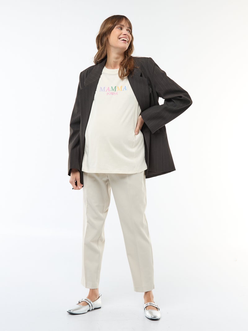 Printed Short-Sleeved Nursing T-Shirt White - Kiabi