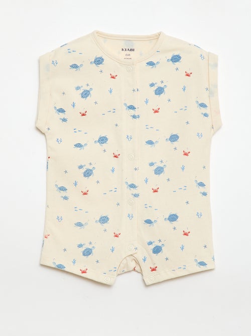 Printed short-sleeved romper - Kiabi