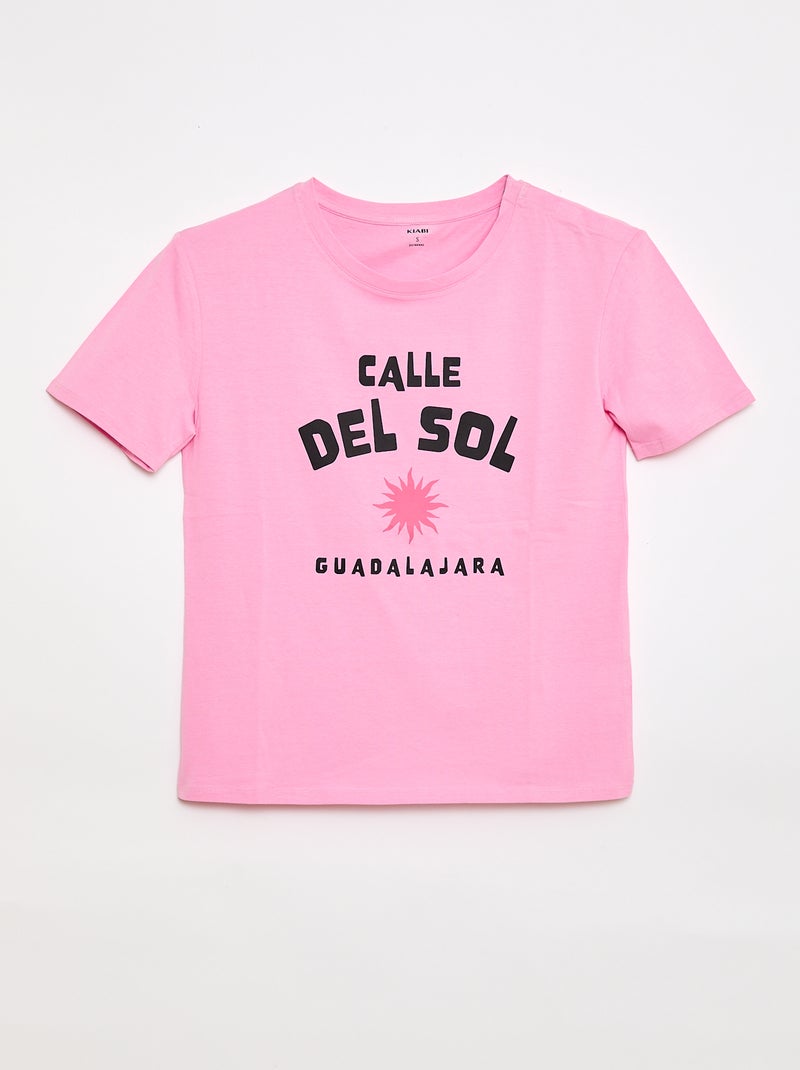 Printed Short-Sleeved T-shirt - Easy-to-Dress Collection Pink - Kiabi