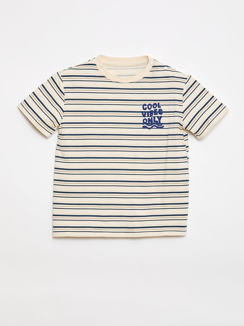 Printed Short-Sleeved T-Shirt - Easy-to-Wear Collection Beige - Kiabi