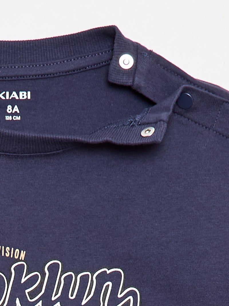 Printed short-sleeved T-shirt - Easy-to-wear collection Blue - Kiabi