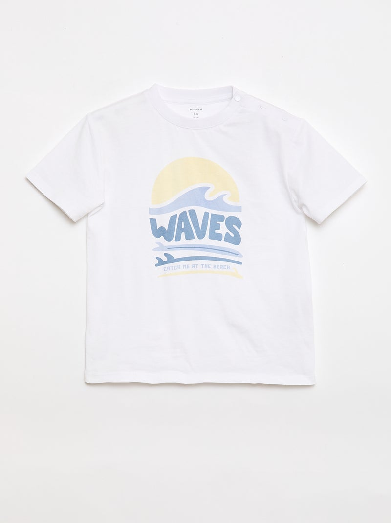 Printed Short-Sleeved T-Shirt - Easy-Wear Collection White - Kiabi