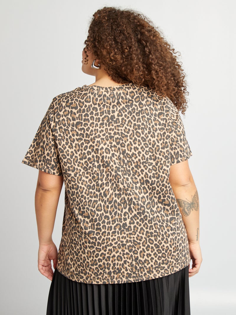 Printed short-sleeved T-shirt BEIGE - Kiabi