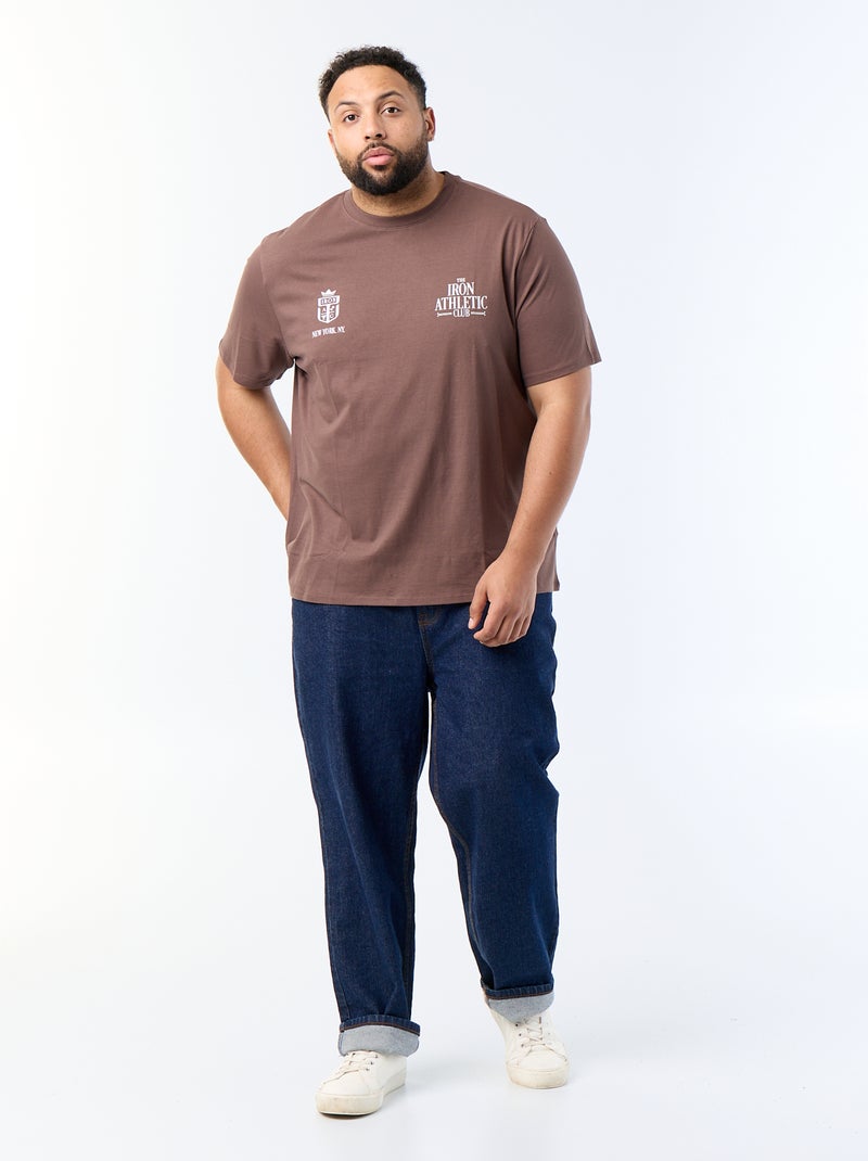Printed Short-Sleeved T-shirt Brown - Kiabi
