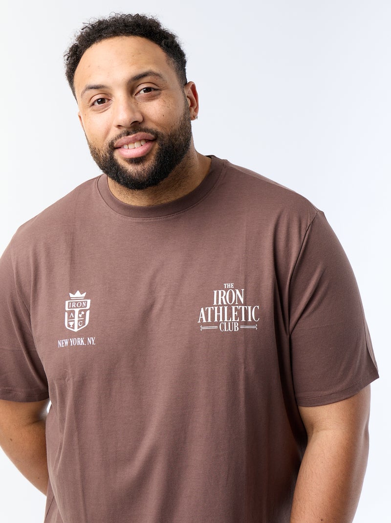 Printed Short-Sleeved T-shirt Brown - Kiabi