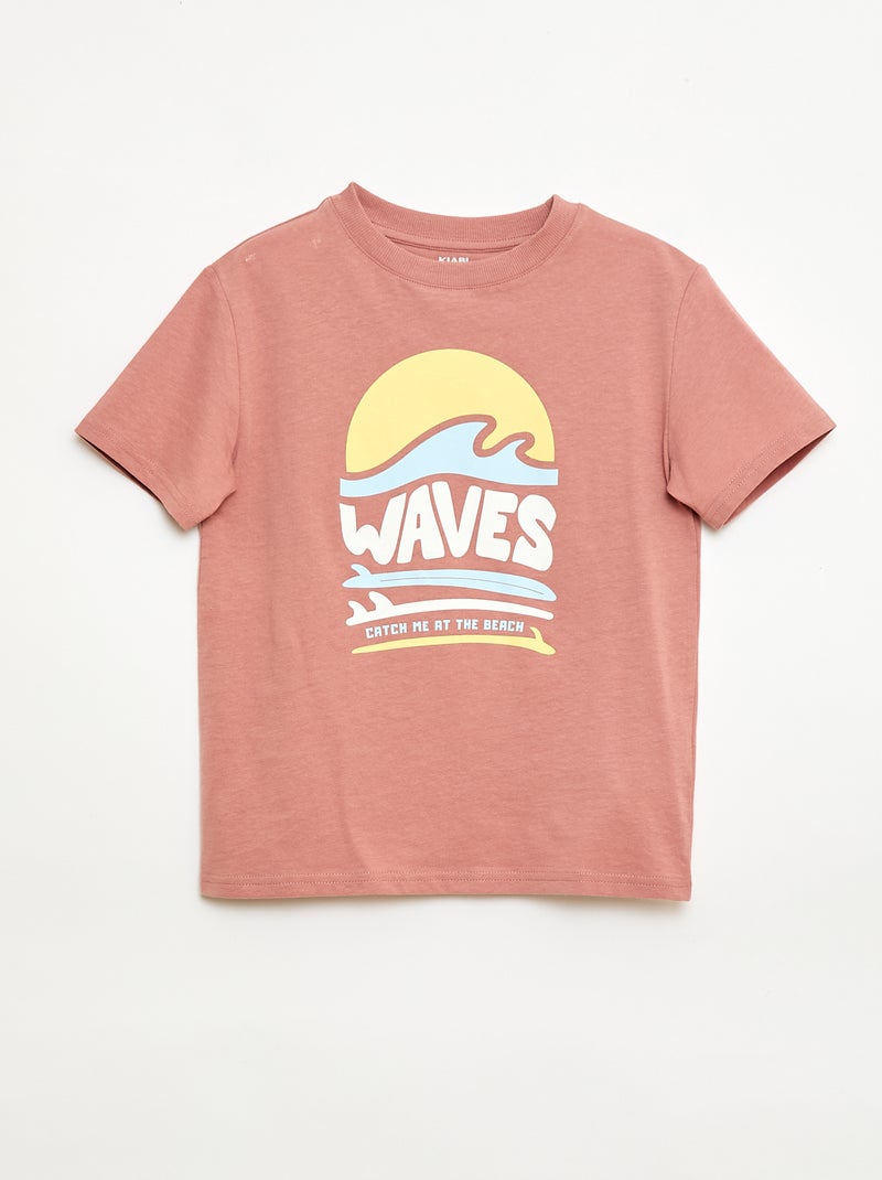 Printed Short-Sleeved T-Shirt Pink - Kiabi