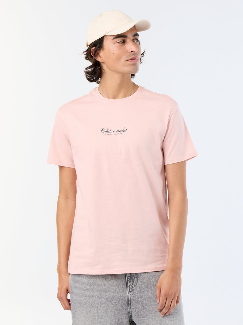 Printed Short-Sleeved T-Shirt Pink - Kiabi
