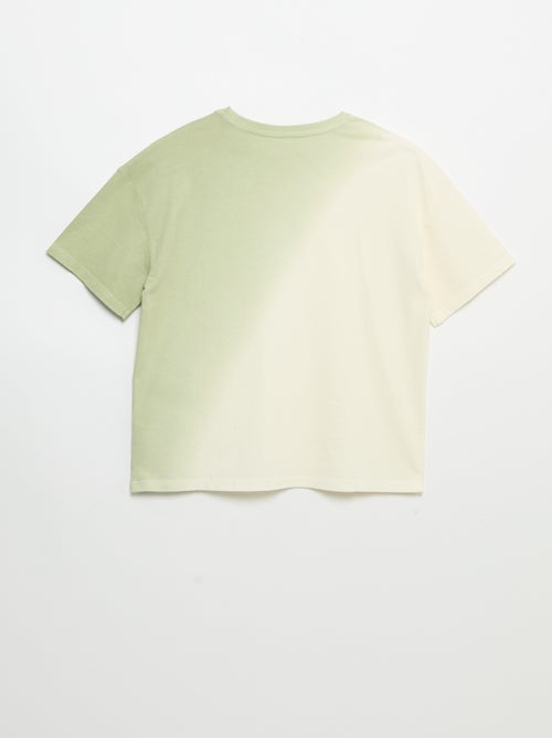 Printed short-sleeved T-shirt with tie-dye wash - Kiabi