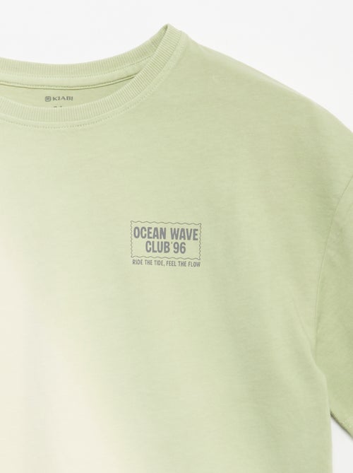 Printed short-sleeved T-shirt with tie-dye wash - Kiabi