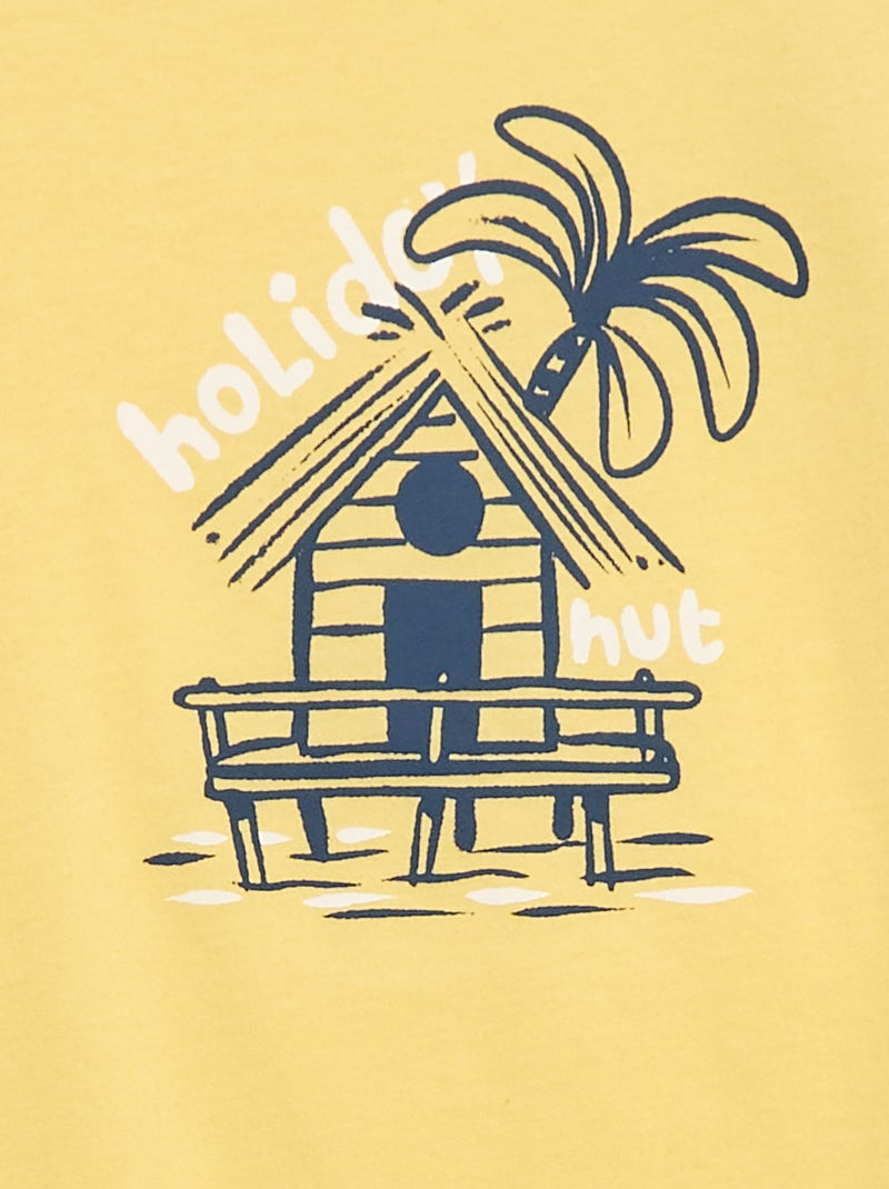 Printed Short-Sleeved T-Shirt Yellow - Kiabi