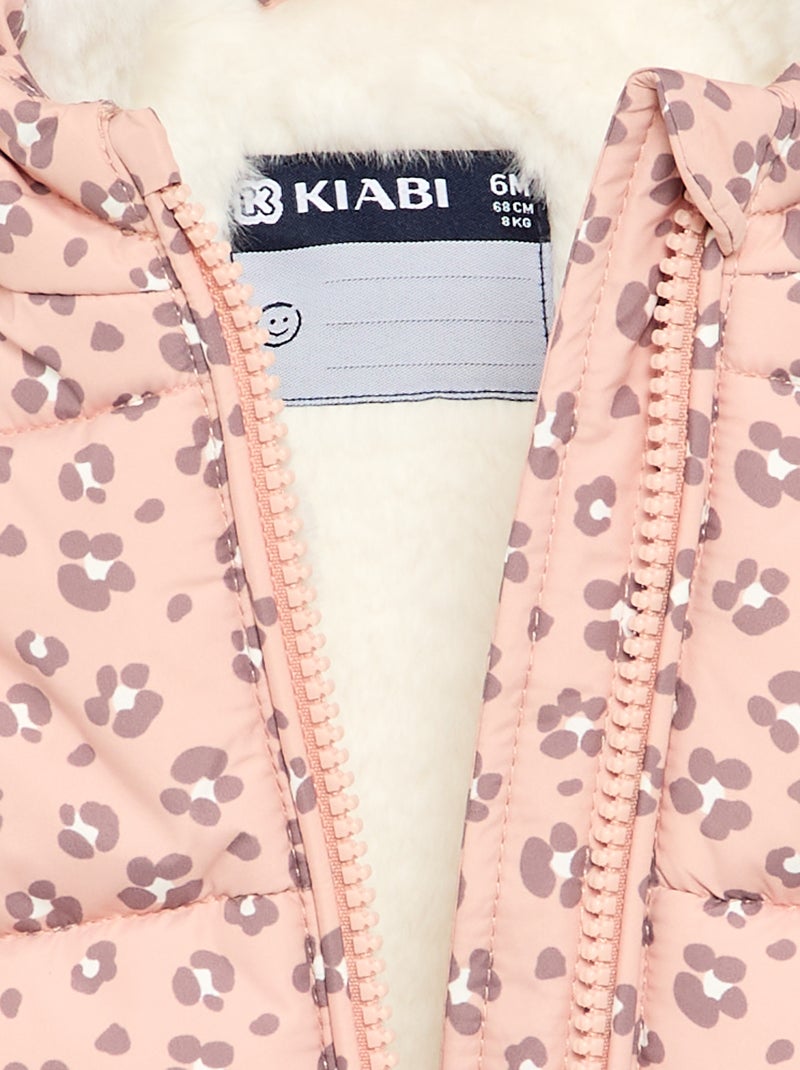 Printed sleeveless hooded puffer jacket Orange - Kiabi
