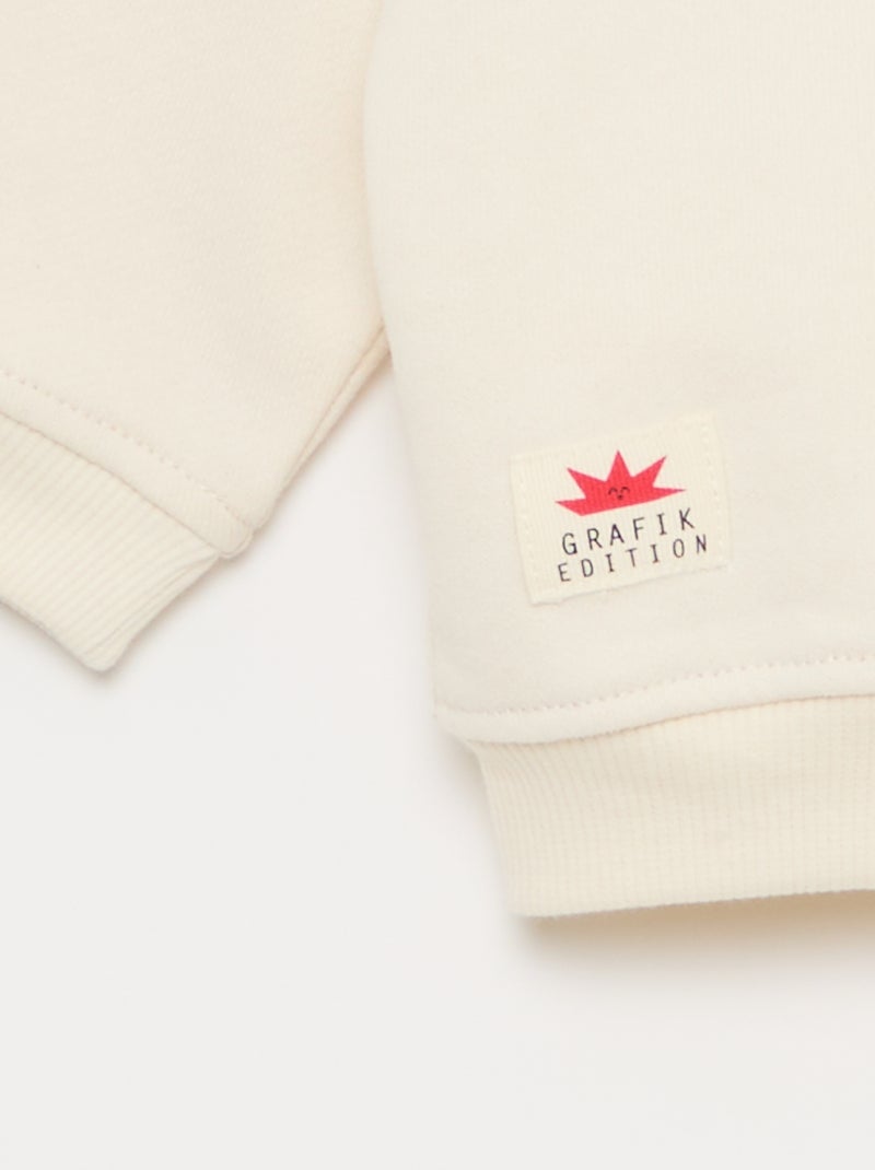 Printed Sweatshirt White - Kiabi