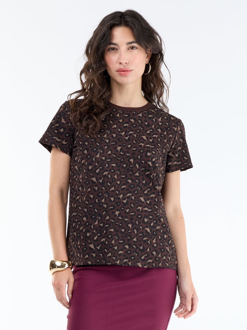 Printed T-shirt Brown - Kiabi