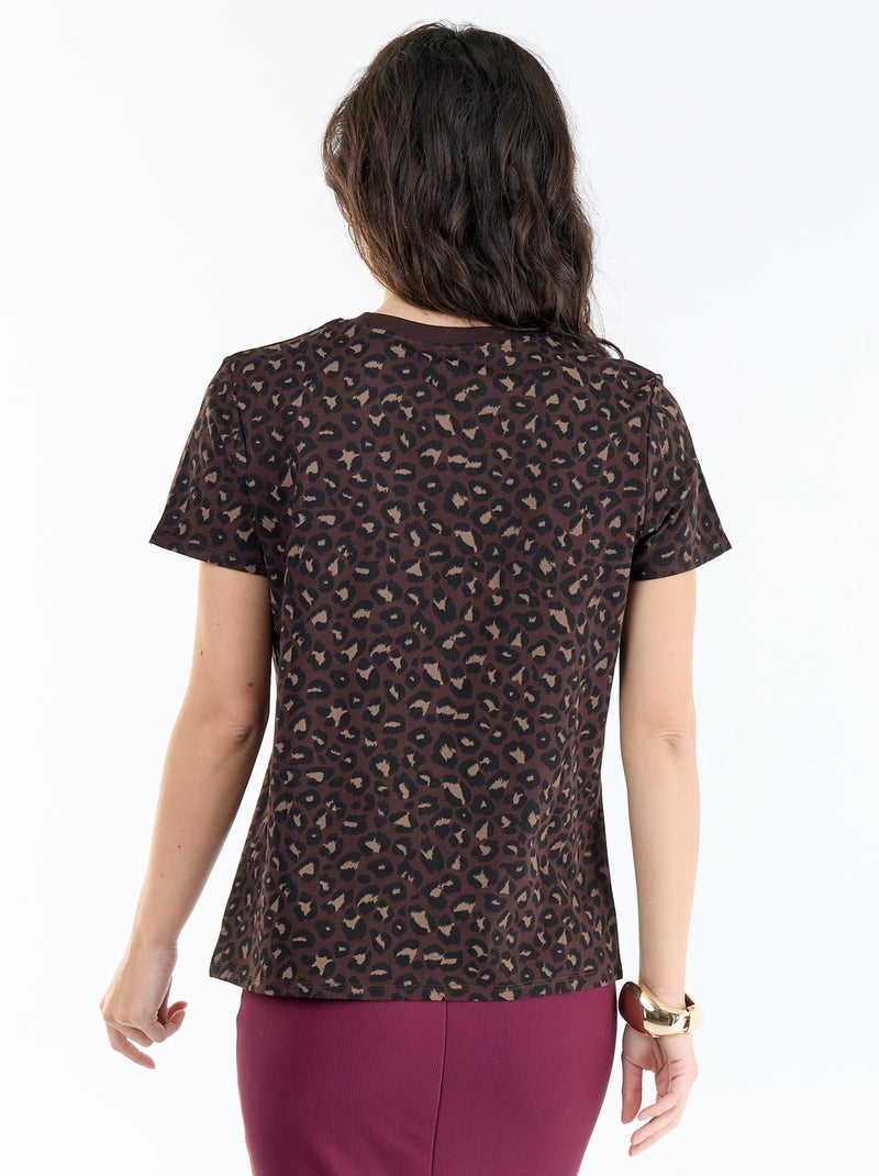 Printed T-shirt Brown - Kiabi