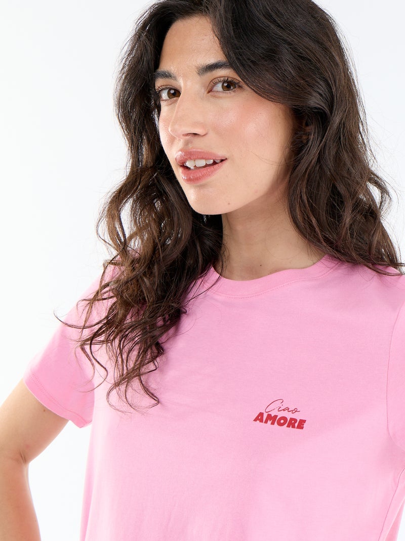 Printed T-shirt Pink - Kiabi