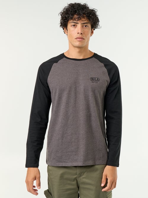 Printed T-shirt with Long Raglan Sleeves - Kiabi