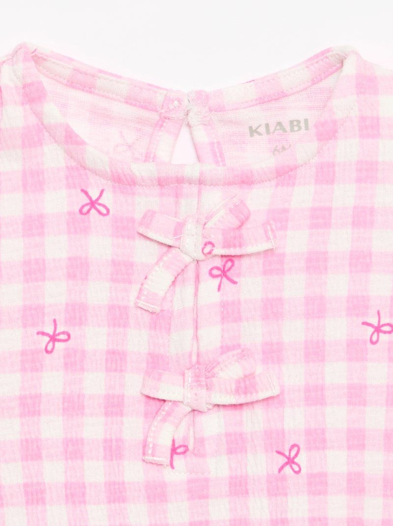 Printed T-shirt with Ruffles Pink - Kiabi