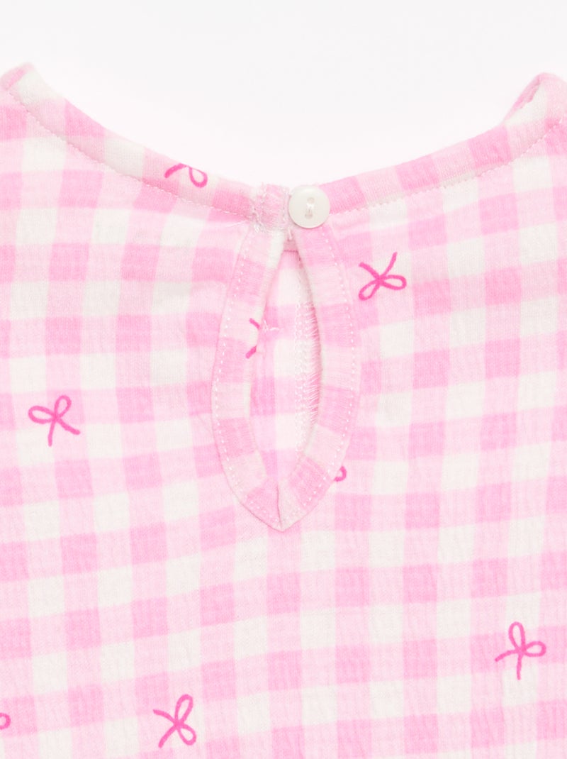Printed T-shirt with Ruffles Pink - Kiabi