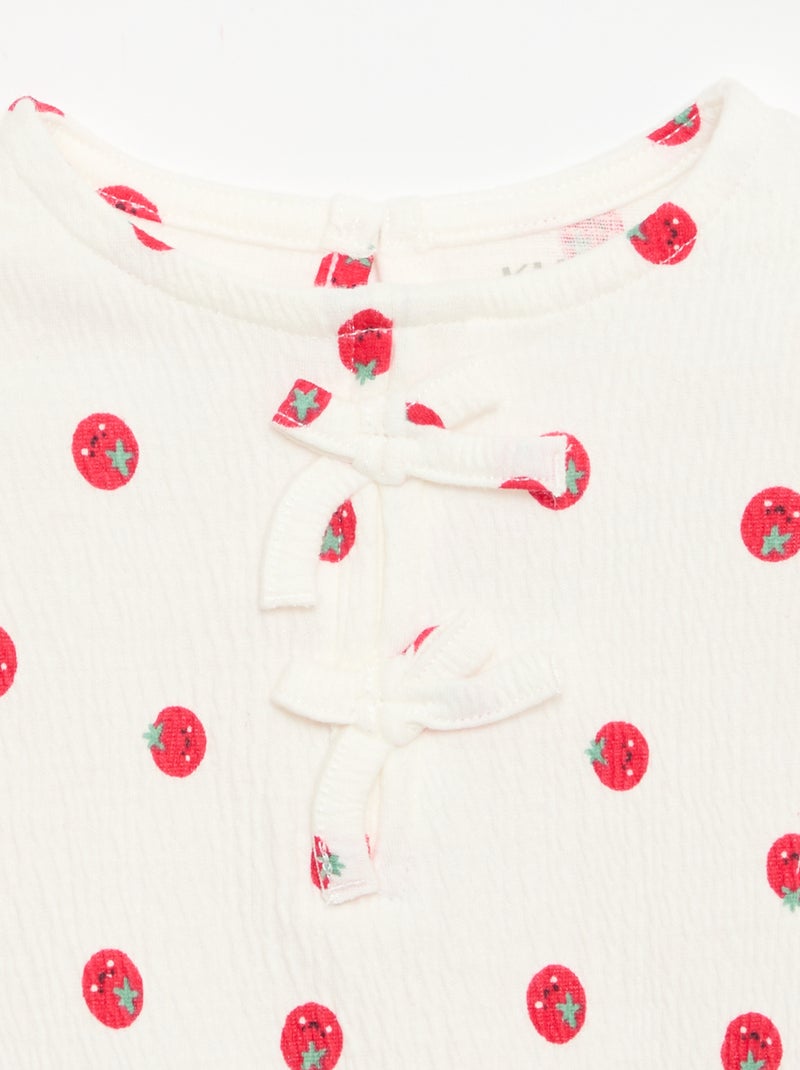Printed T-shirt with Ruffles White - Kiabi