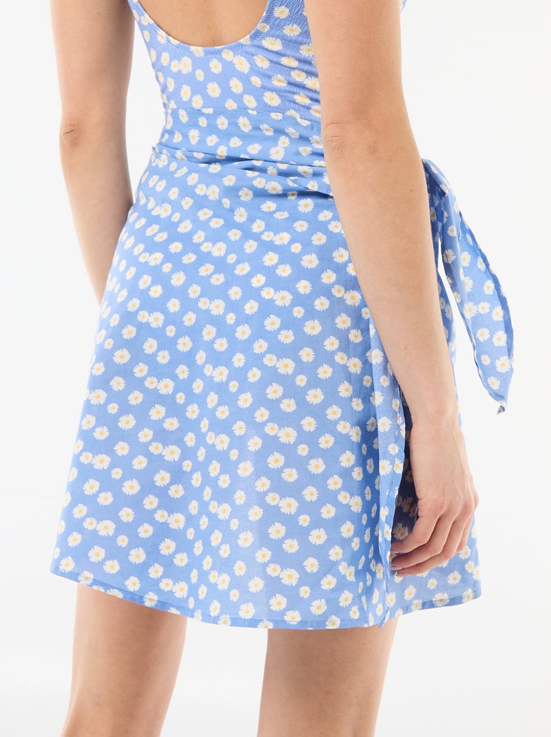 Printed Tie-Front Beach Skirt Blue - Kiabi