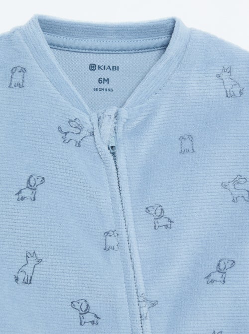 Printed Velour Sleepsuit - Kiabi Printed Velour Sleepsuit - Kiabi