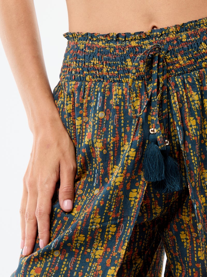 Printed Viscose Beach Pants Blue - Kiabi