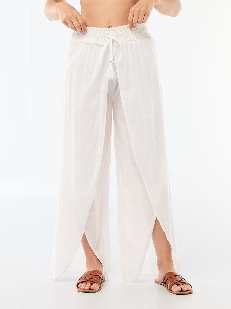 Printed Viscose Beach Pants White - Kiabi