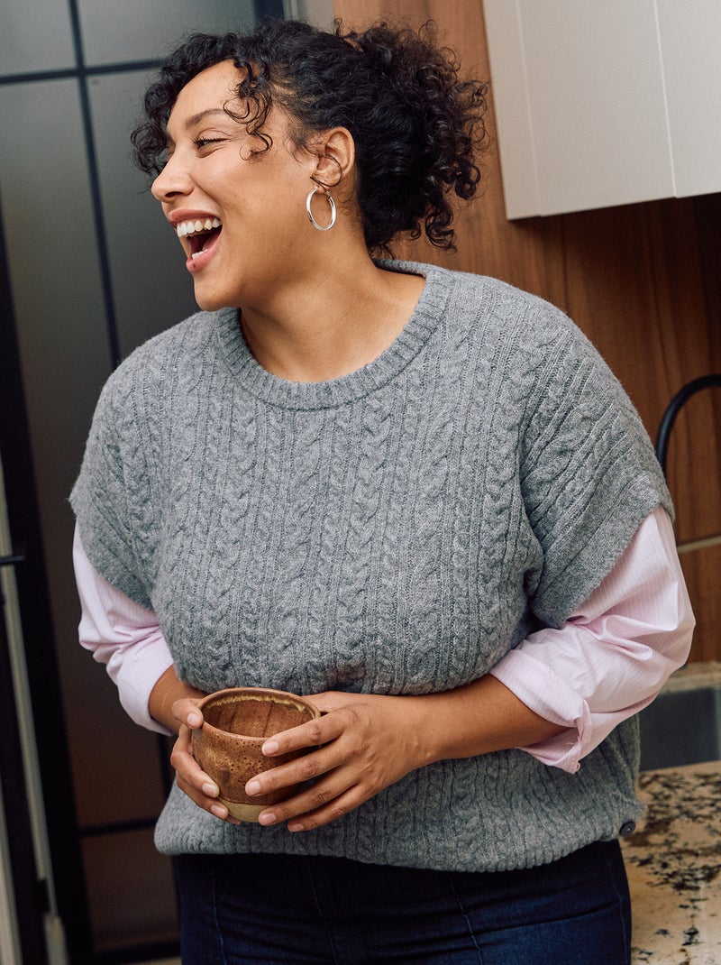 Pull 2-en-1 avec chemise Gris/rose - Kiabi