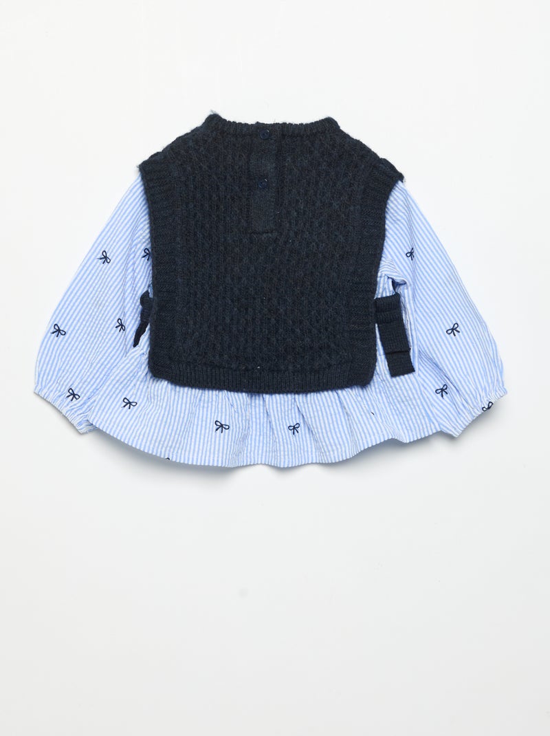 Pull 2 en 1 Bleu - Kiabi