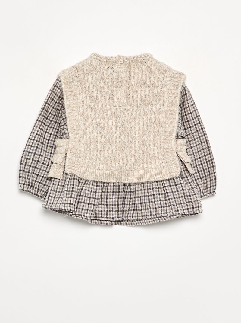 Pull 2 en 1 Gris - Kiabi