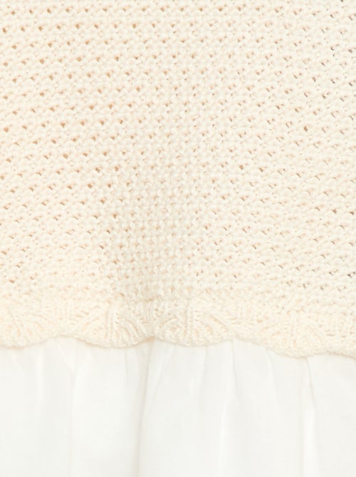 Pull 2 en 1 maille tricot + double gaze de coton - Kiabi