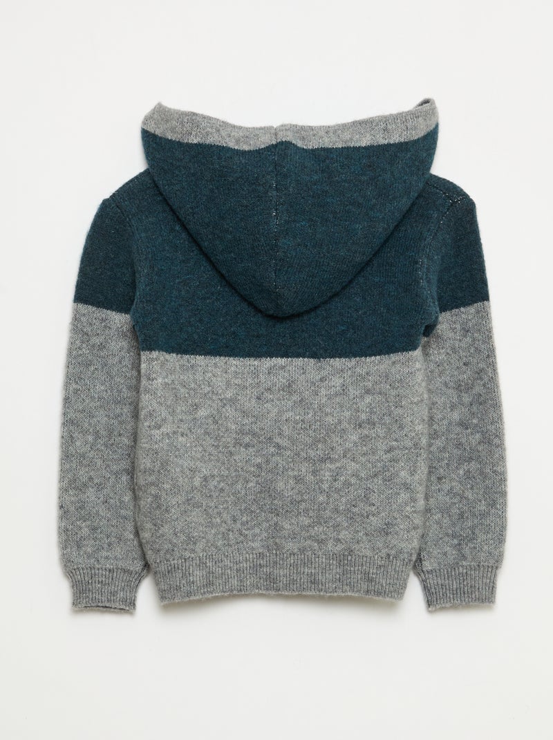 Pull à capuche color bloc Gris - Kiabi