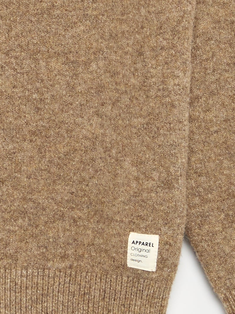 Pull à manches longues et col roulé Beige - Kiabi