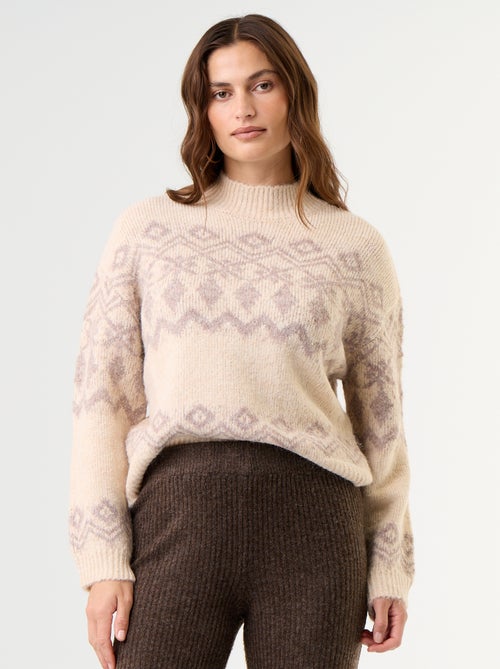 Pull à motif en maille grosse jauge - Kiabi