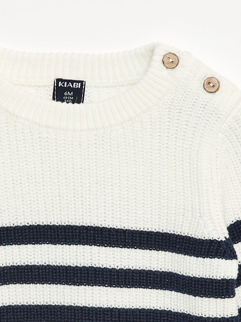 Pull à rayures en coton Bleu - Kiabi