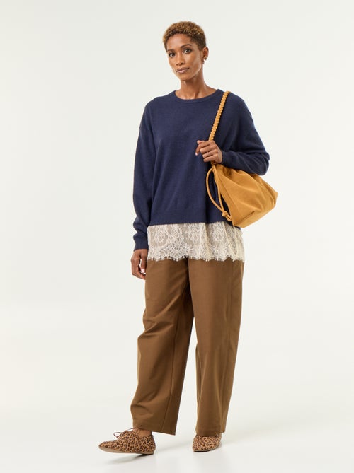 Pull avec empiècement en dentelle - Kiabi
