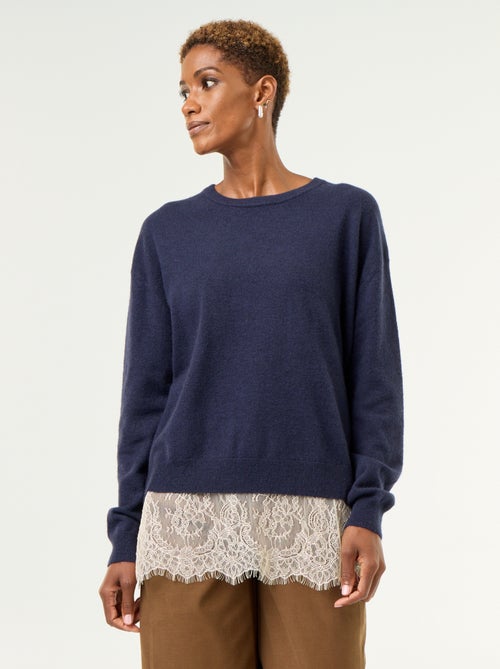 Pull avec empiècement en dentelle - Kiabi