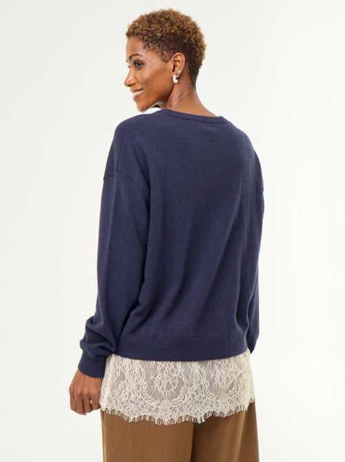 Pull avec empiècement en dentelle - Kiabi