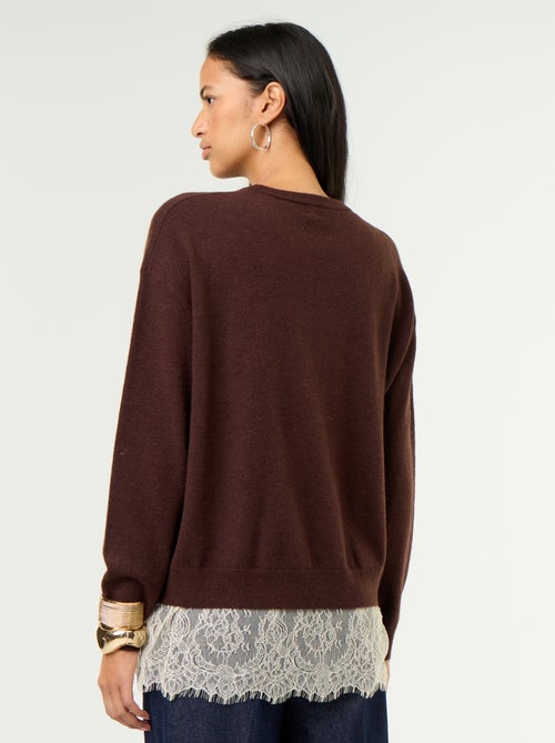 Pull avec empiècement en dentelle - Kiabi