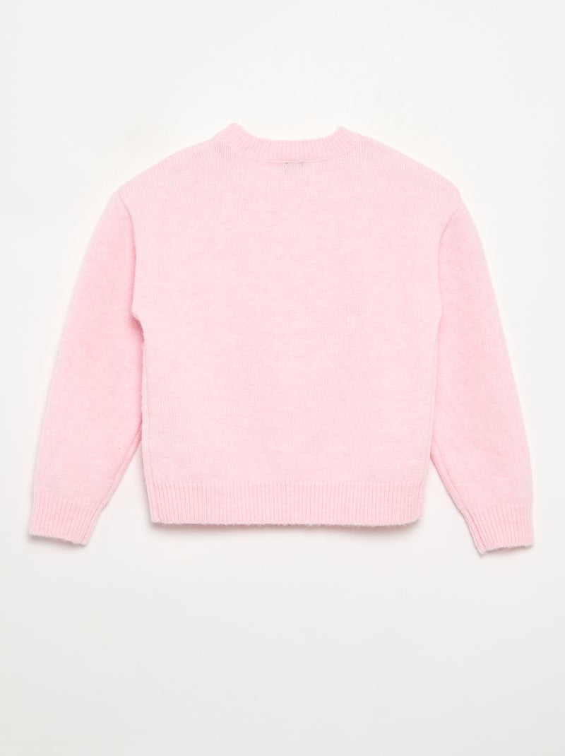 Pull avec fleurs brodées et sequins Rose - Kiabi