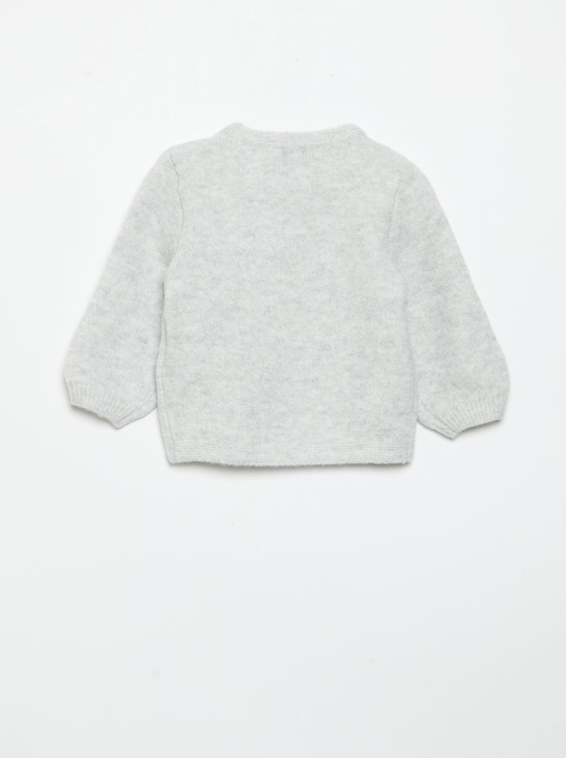 Pull avec grand nœud fantaisie Gris - Kiabi